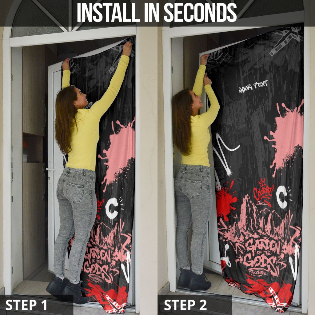 Personalized Colorado Garden Of The Gods Door Cover Urban Graffiti Paint Splatter Street Art