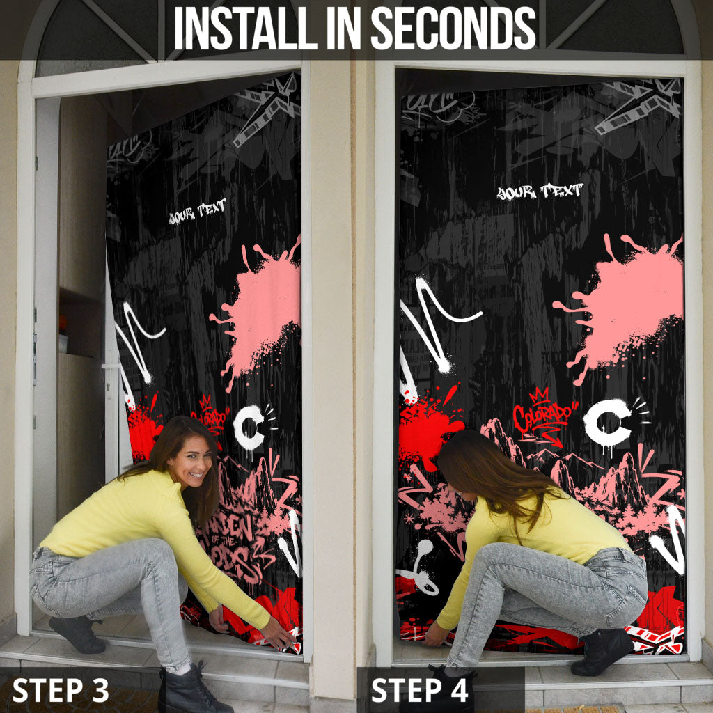 Personalized Colorado Garden Of The Gods Door Cover Urban Graffiti Paint Splatter Street Art