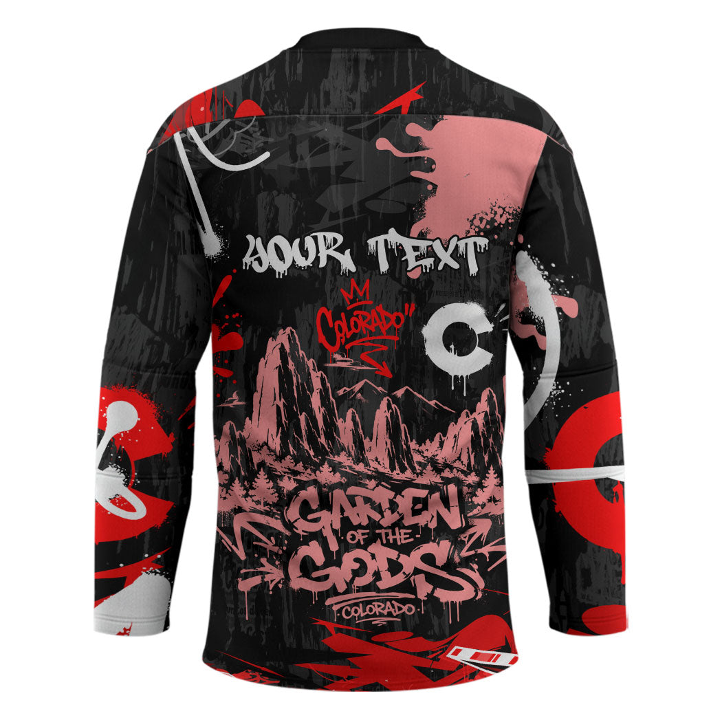 Personalized Colorado Garden Of The Gods Hockey Jersey Urban Graffiti Paint Splatter Street Art