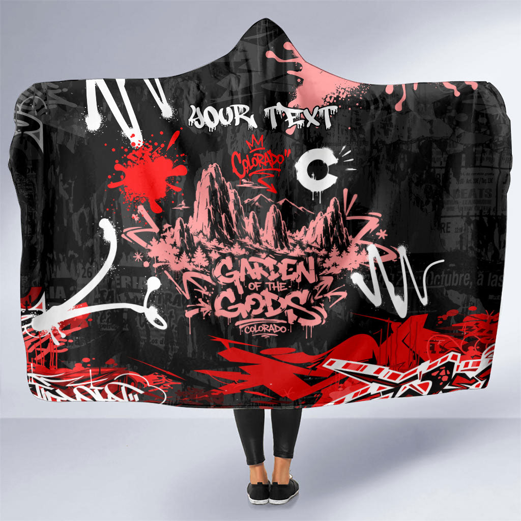 Personalized Colorado Garden Of The Gods Hooded Blanket Urban Graffiti Paint Splatter Street Art