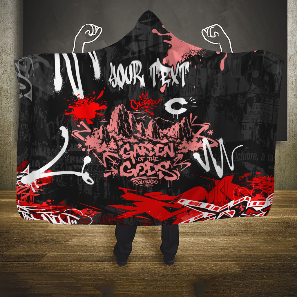 Personalized Colorado Garden Of The Gods Hooded Blanket Urban Graffiti Paint Splatter Street Art