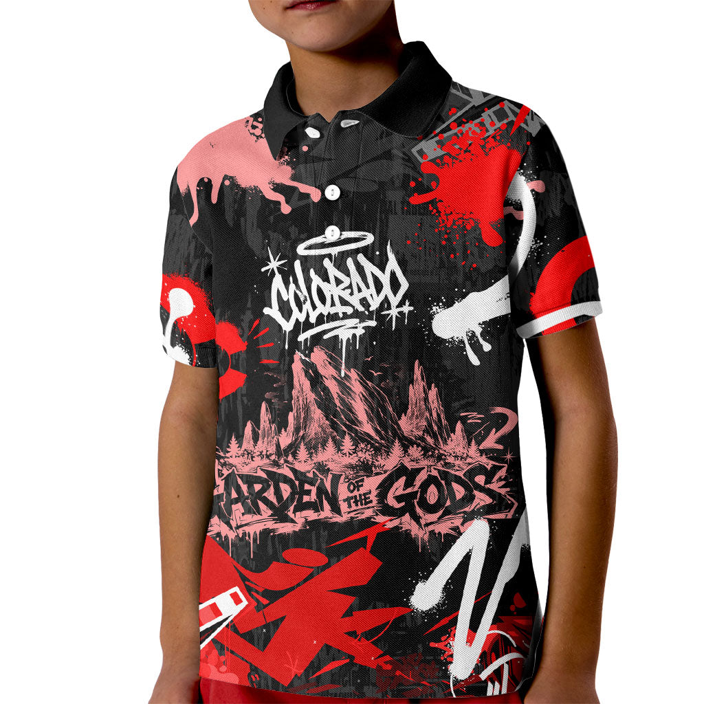 Personalized Colorado Garden Of The Gods Kid Polo Shirt Urban Graffiti Paint Splatter Street Art