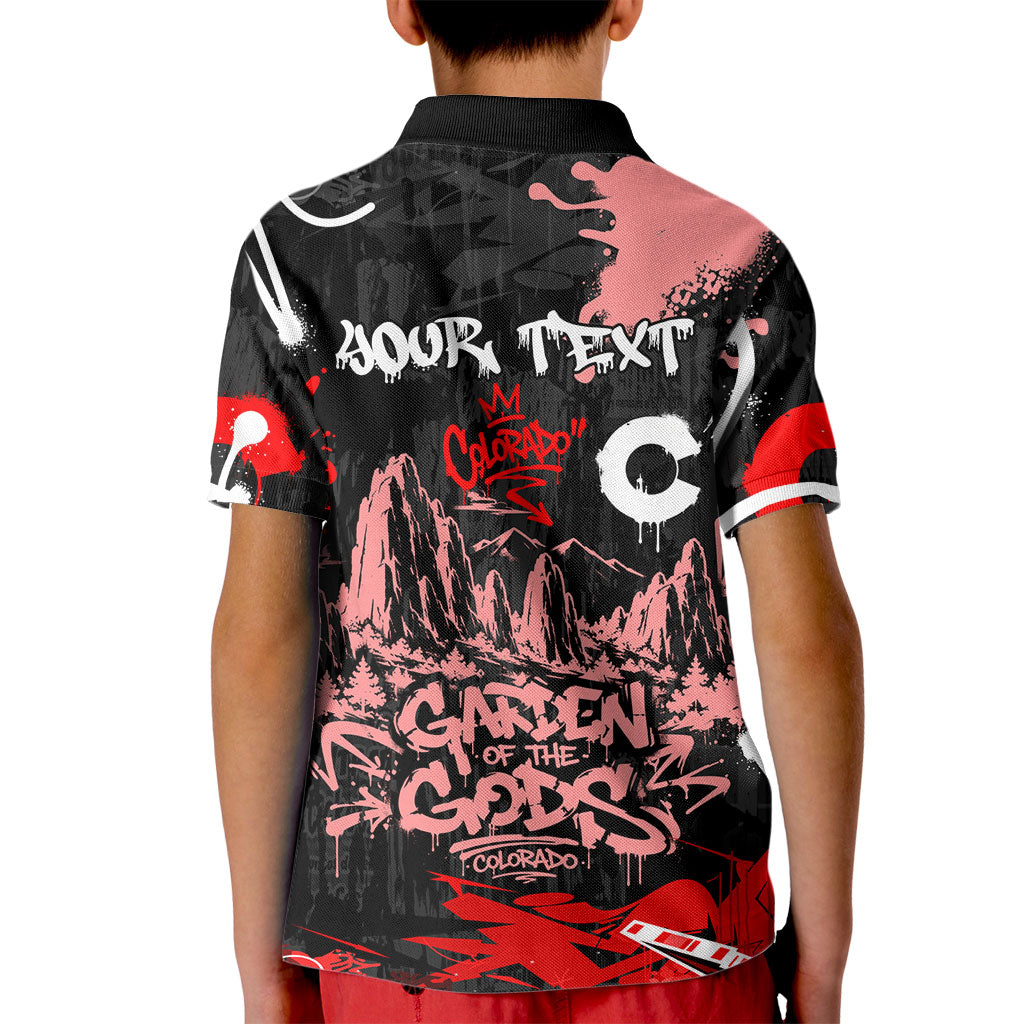 Personalized Colorado Garden Of The Gods Kid Polo Shirt Urban Graffiti Paint Splatter Street Art
