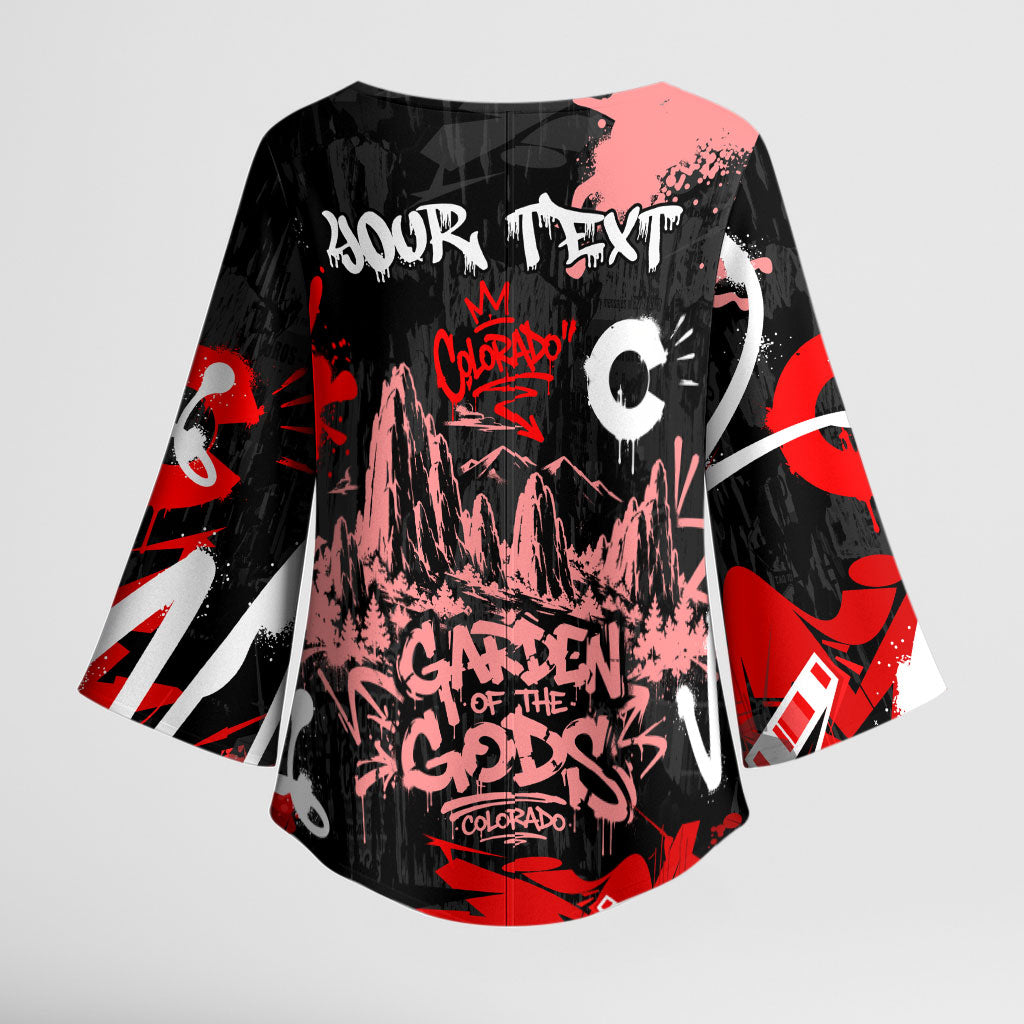Personalized Colorado Garden Of The Gods Kimono Sleeve Blouse Urban Graffiti Paint Splatter Street Art