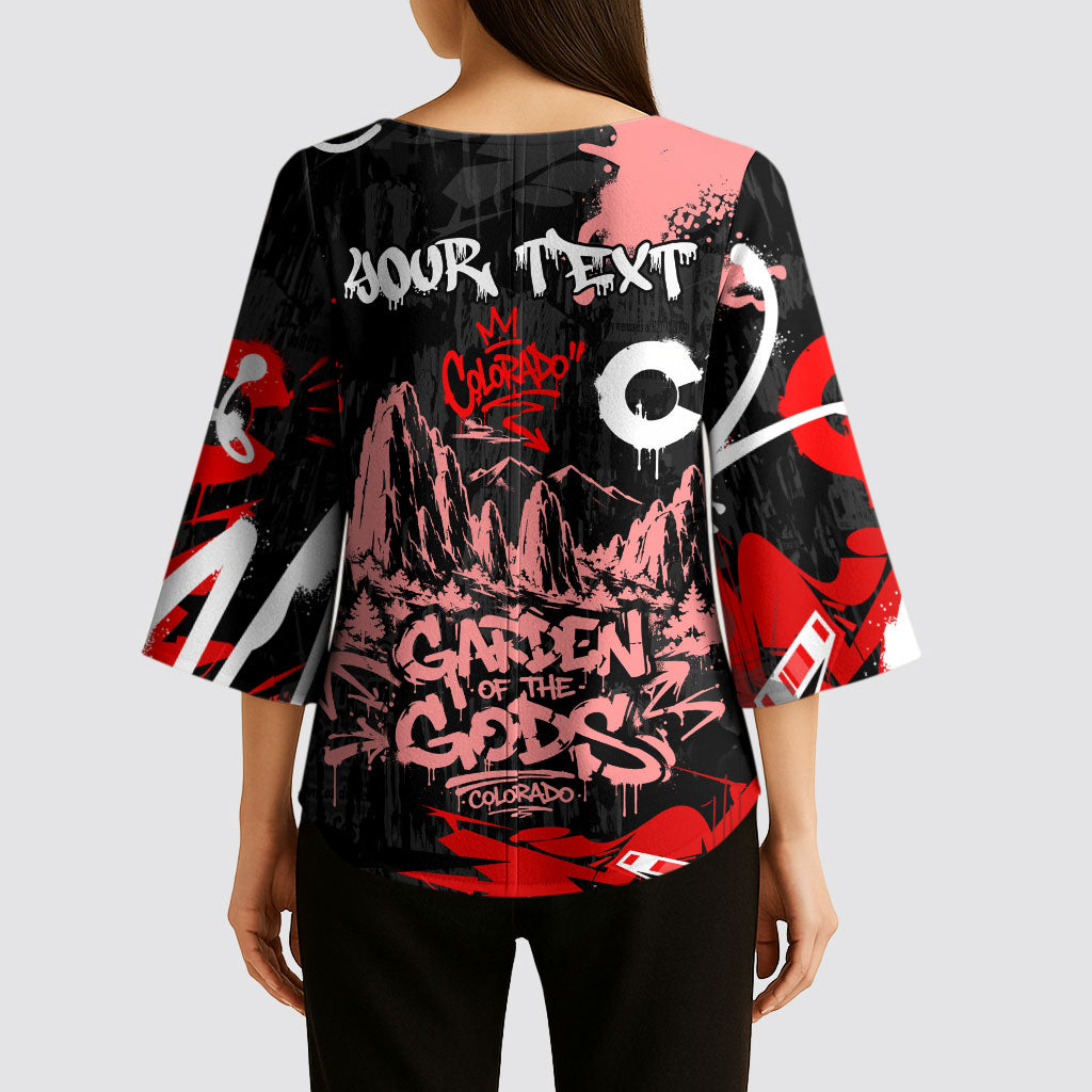 Personalized Colorado Garden Of The Gods Kimono Sleeve Blouse Urban Graffiti Paint Splatter Street Art