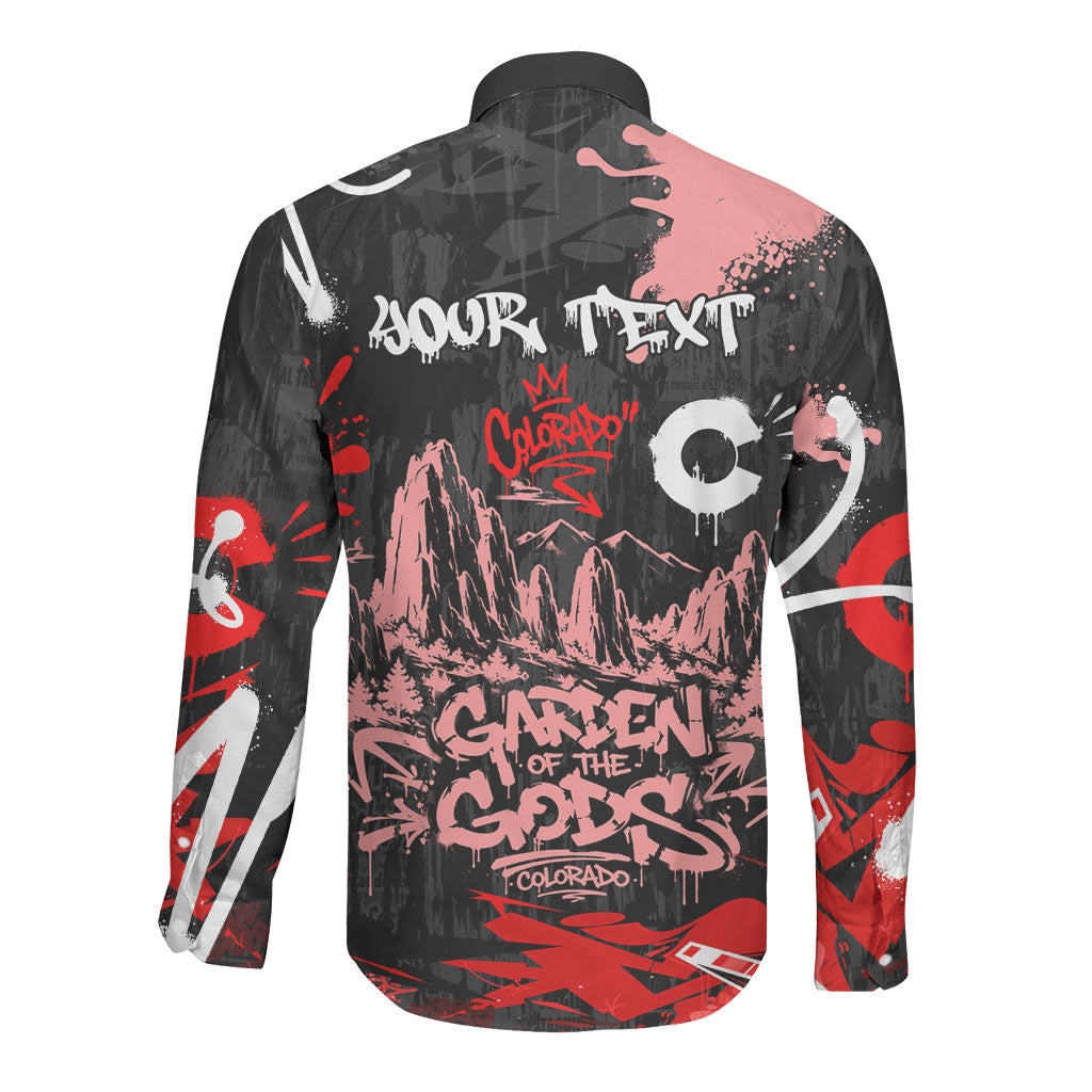 Personalized Colorado Garden Of The Gods Long Sleeve Button Shirt Urban Graffiti Paint Splatter Street Art