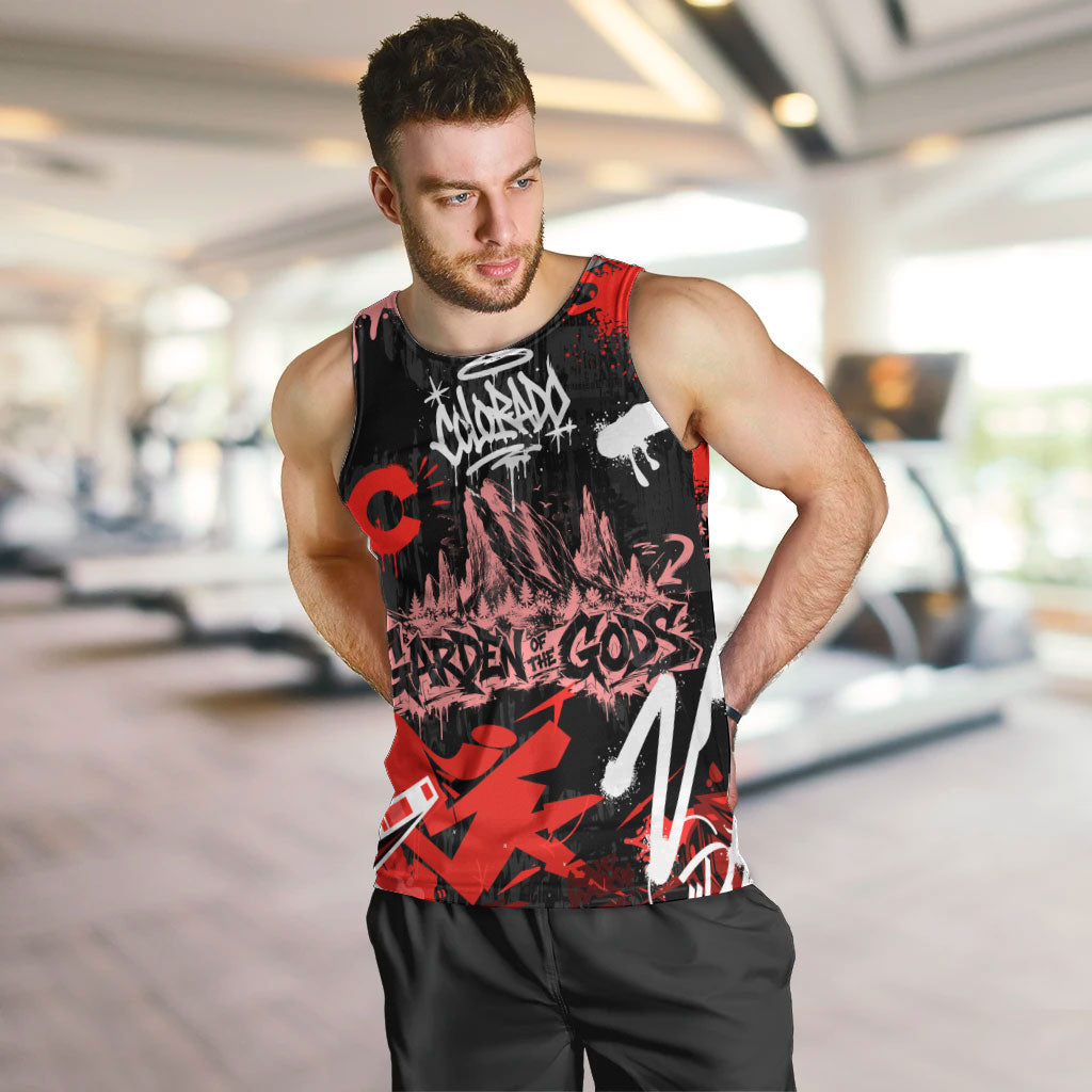 Personalized Colorado Garden Of The Gods Men Tank Top Urban Graffiti Paint Splatter Street Art