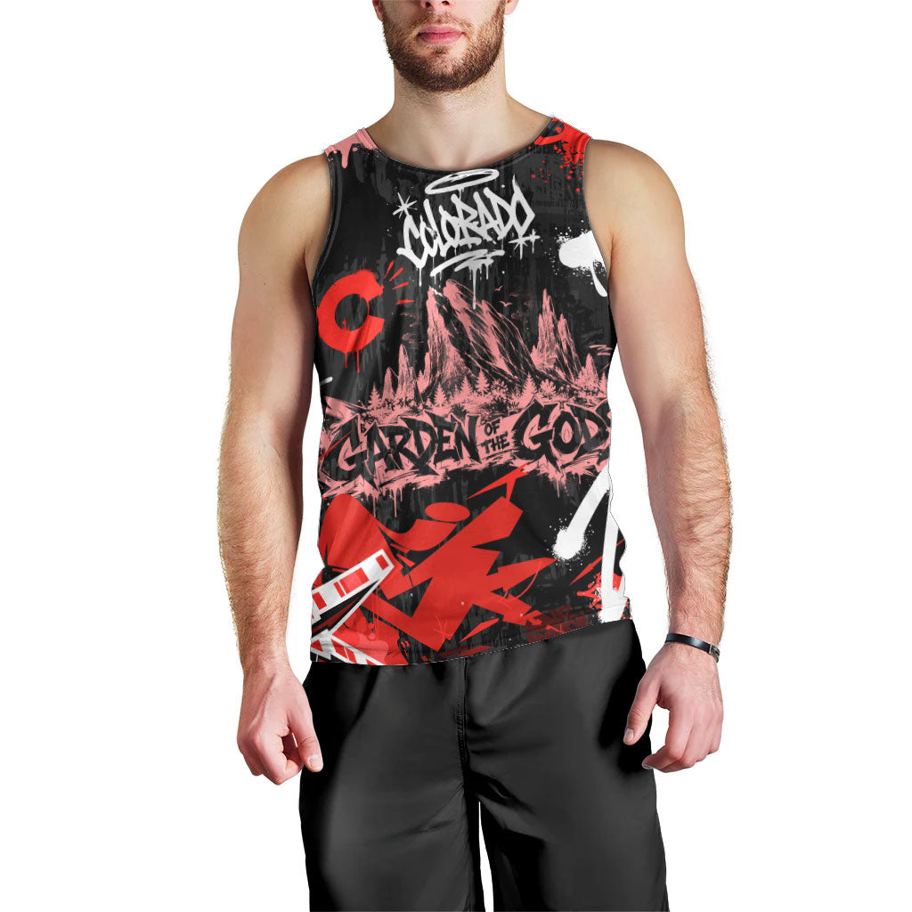 Personalized Colorado Garden Of The Gods Men Tank Top Urban Graffiti Paint Splatter Street Art