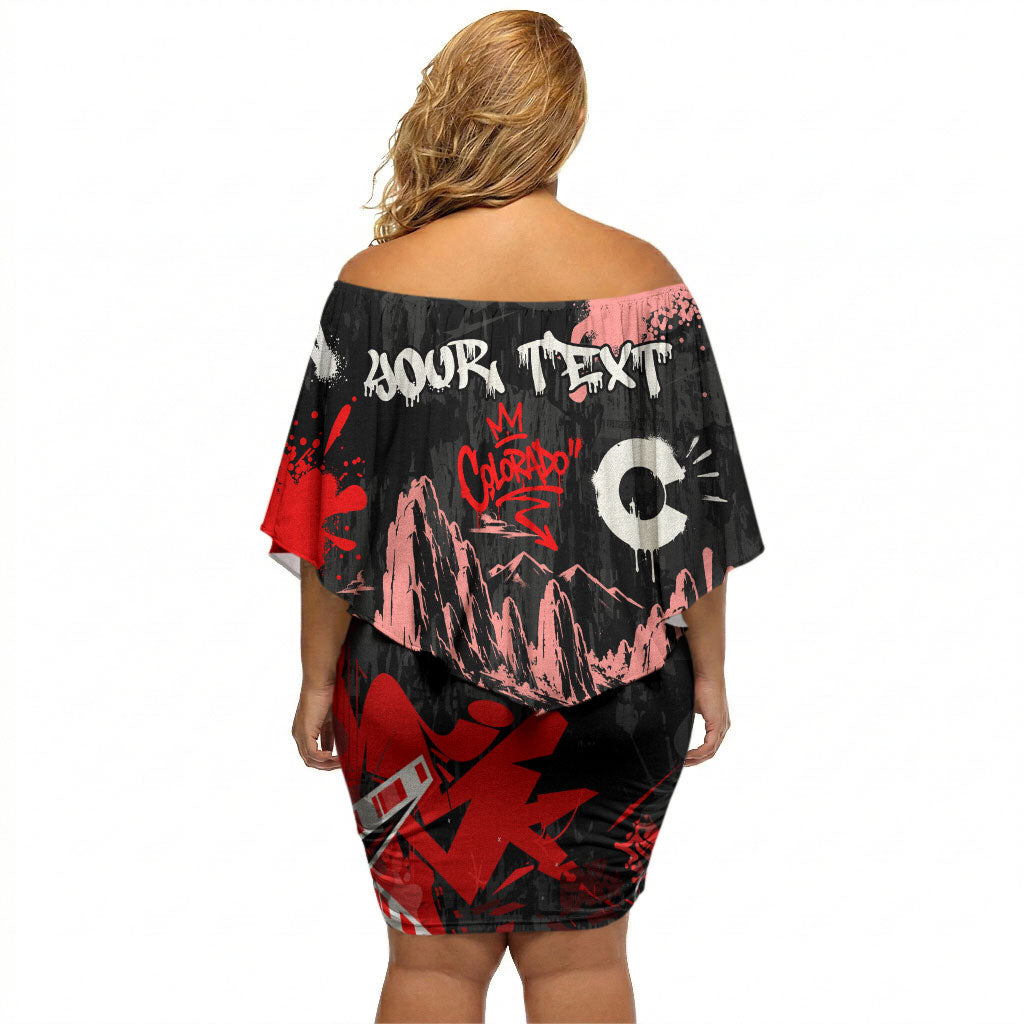Personalized Colorado Garden Of The Gods Off Shoulder Short Dress Urban Graffiti Paint Splatter Street Art