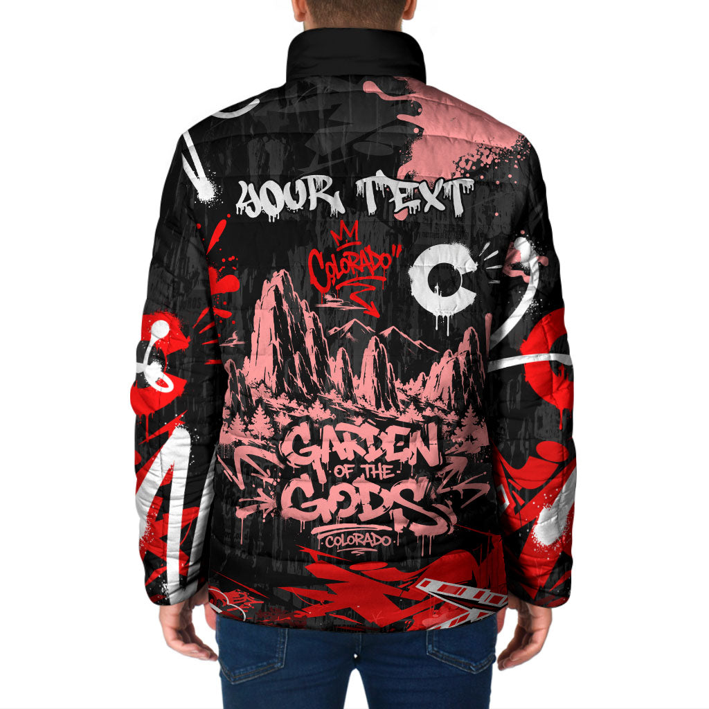 Personalized Colorado Garden Of The Gods Padded Jacket Urban Graffiti Paint Splatter Street Art