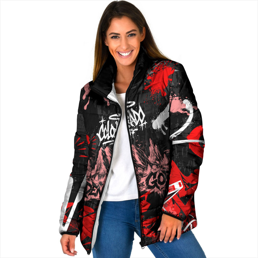 Personalized Colorado Garden Of The Gods Padded Jacket Urban Graffiti Paint Splatter Street Art