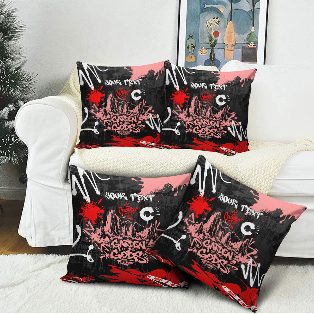 Personalized Colorado Garden Of The Gods Pillow Cover Urban Graffiti Paint Splatter Street Art