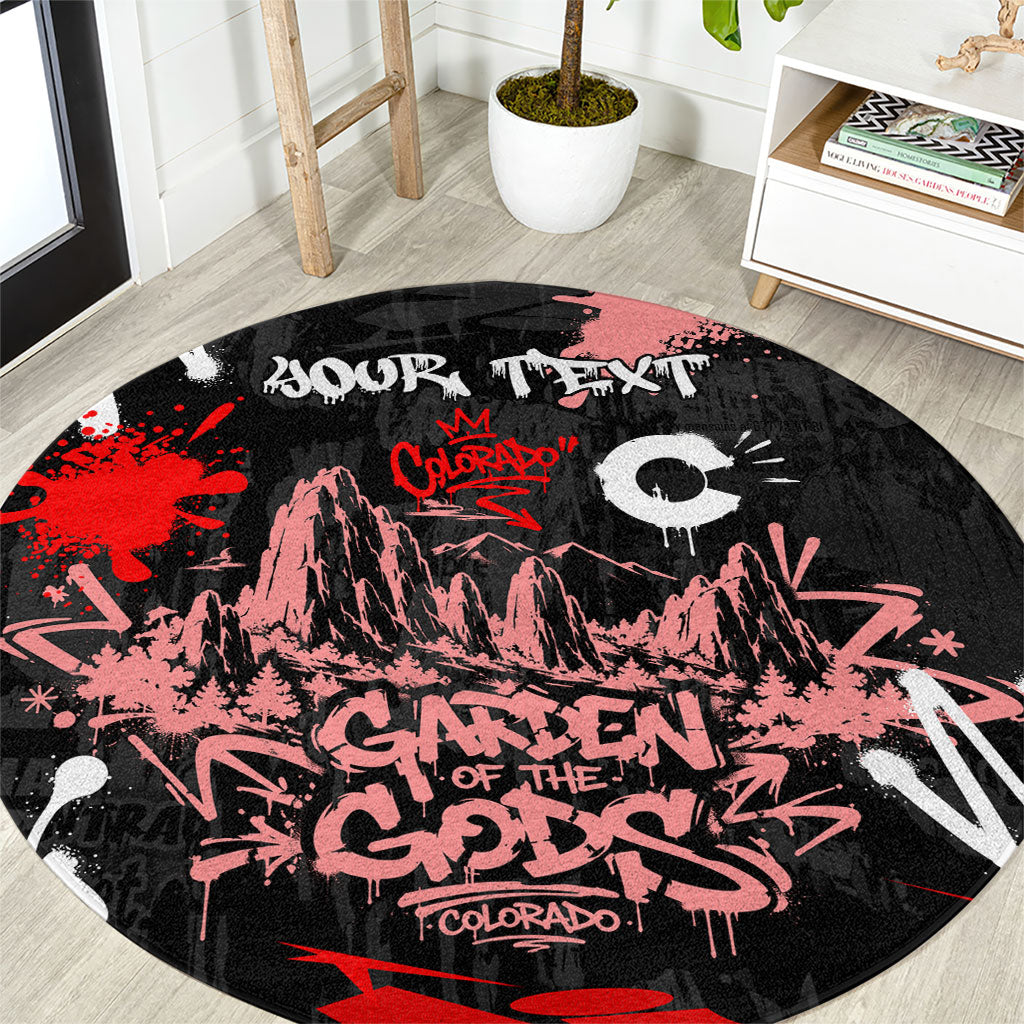 Personalized Colorado Garden Of The Gods Round Carpet Urban Graffiti Paint Splatter Street Art