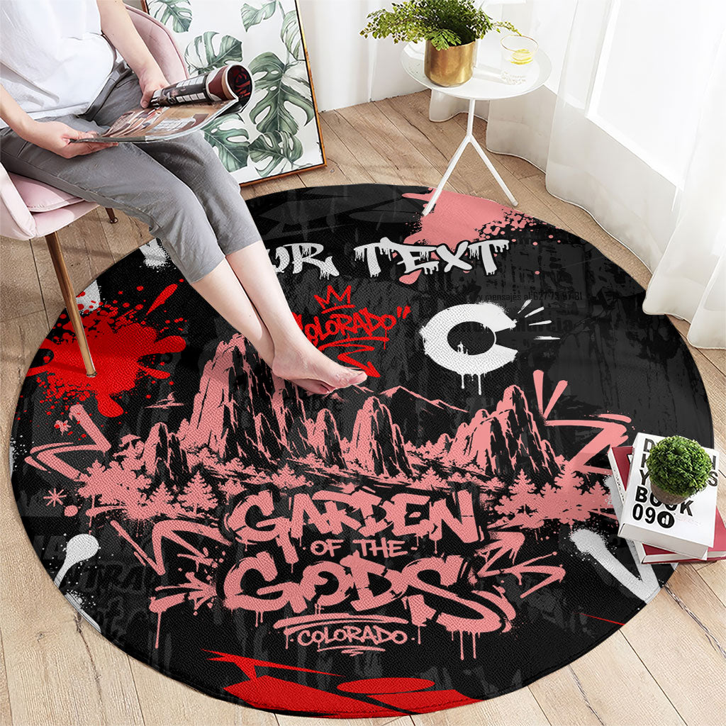 Personalized Colorado Garden Of The Gods Round Carpet Urban Graffiti Paint Splatter Street Art