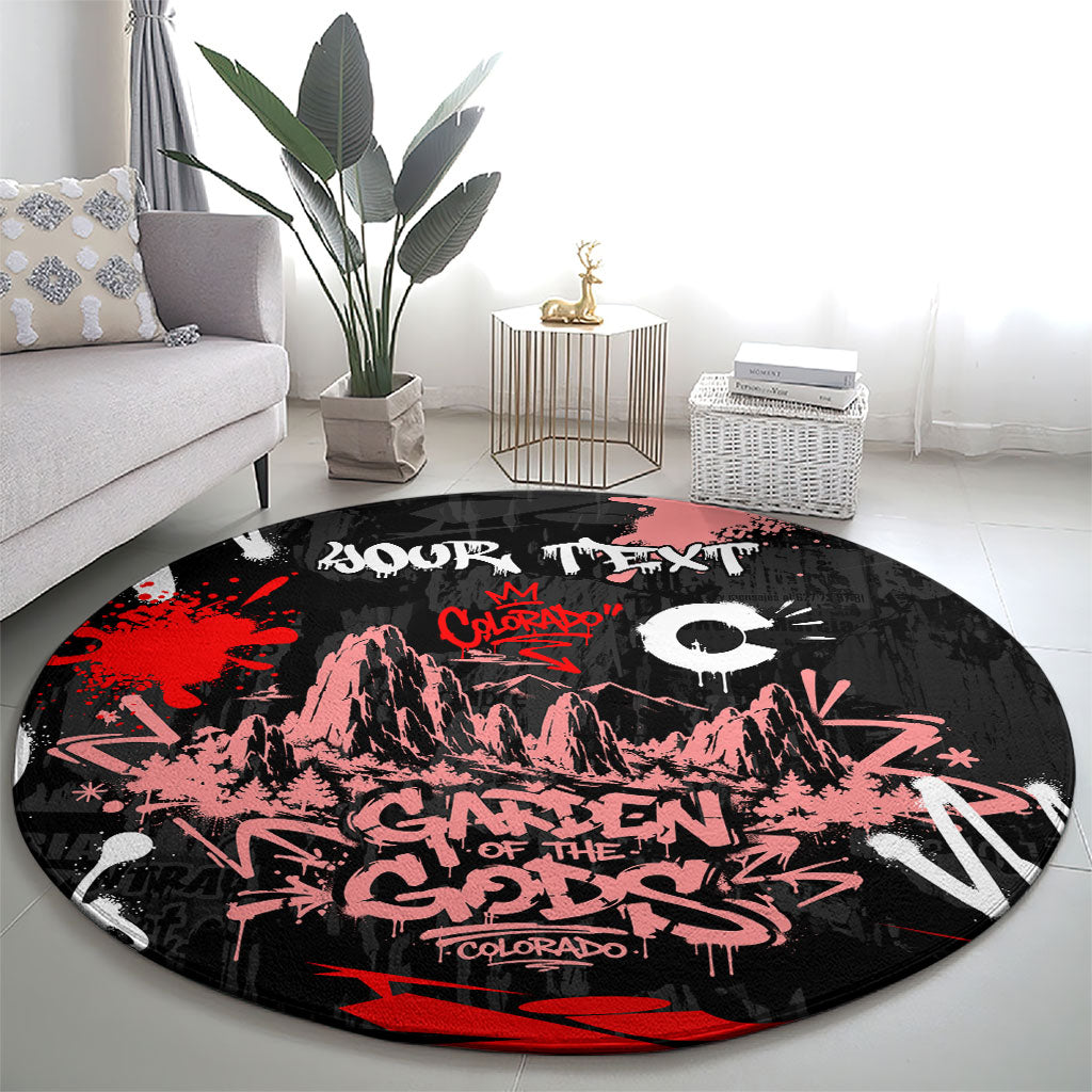 Personalized Colorado Garden Of The Gods Round Carpet Urban Graffiti Paint Splatter Street Art