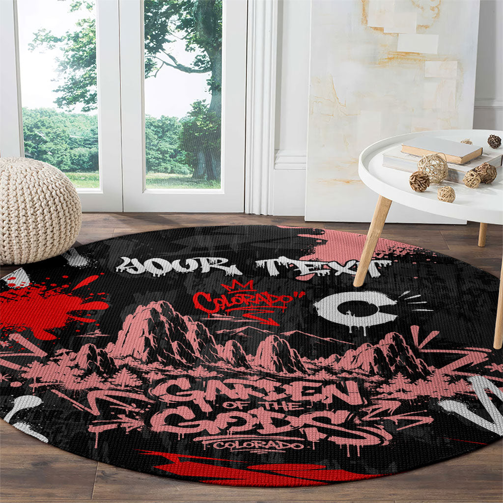 Personalized Colorado Garden Of The Gods Round Carpet Urban Graffiti Paint Splatter Street Art