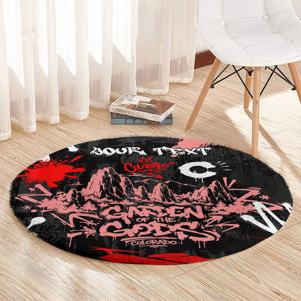 Personalized Colorado Garden Of The Gods Round Carpet Urban Graffiti Paint Splatter Street Art