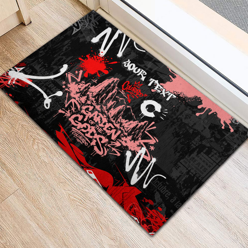 Personalized Colorado Garden Of The Gods Rubber Doormat Urban Graffiti Paint Splatter Street Art