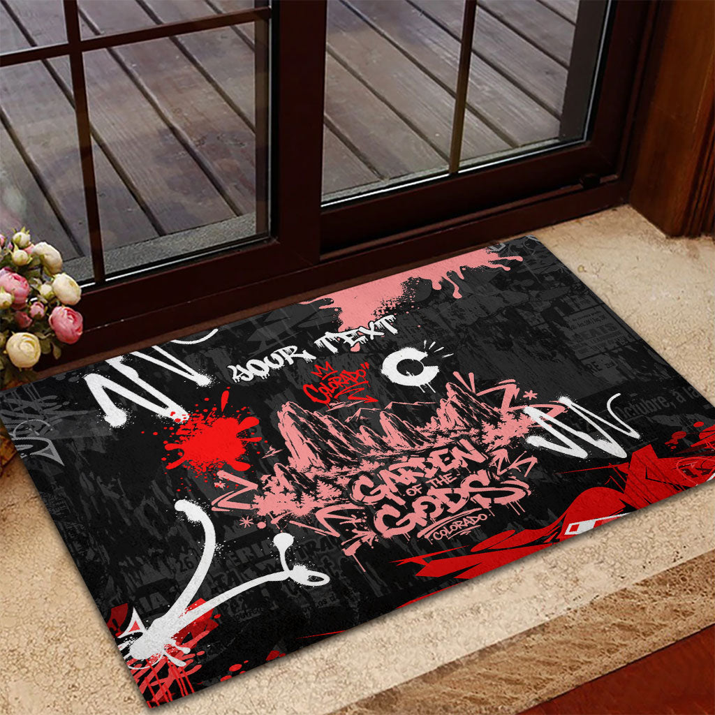 Personalized Colorado Garden Of The Gods Rubber Doormat Urban Graffiti Paint Splatter Street Art