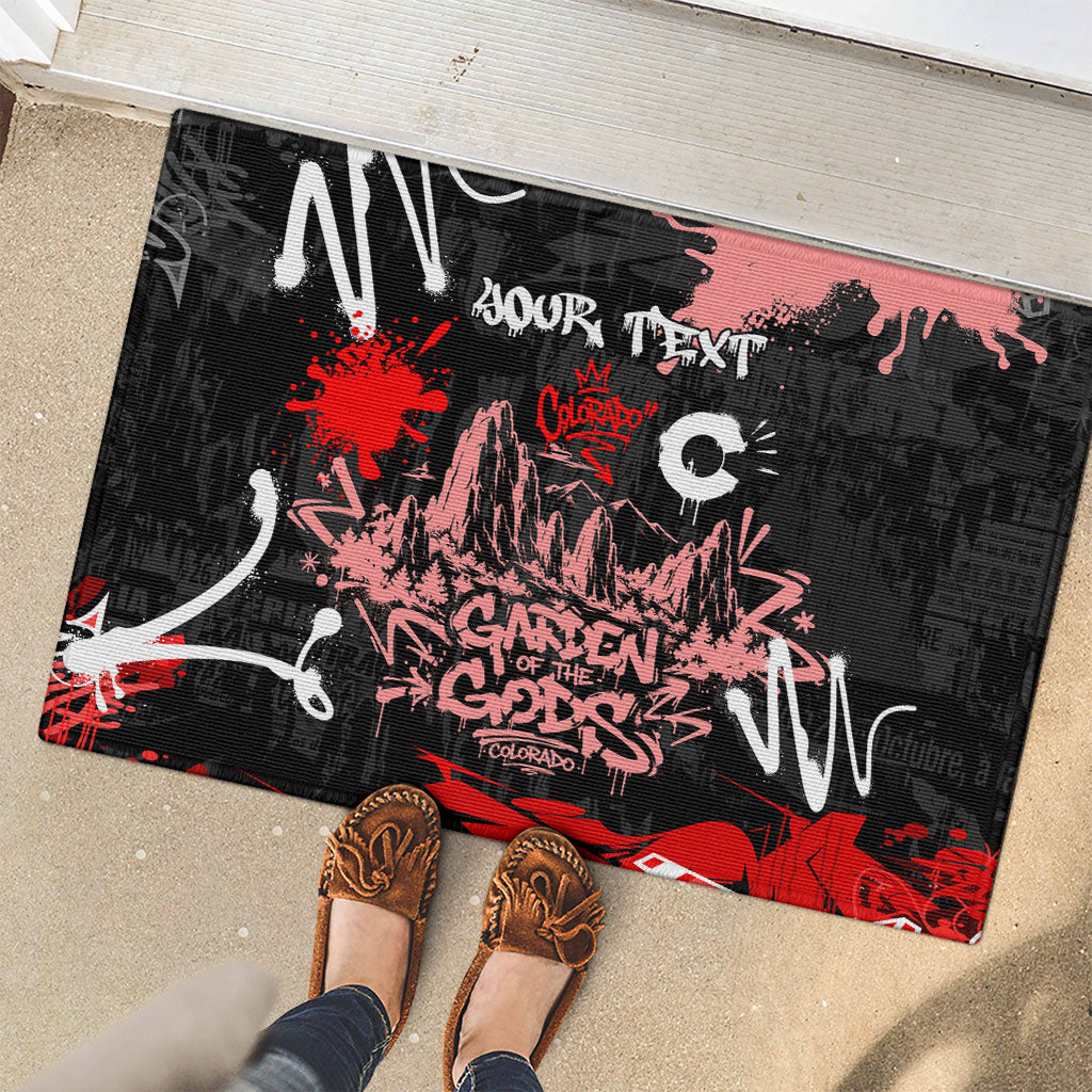 Personalized Colorado Garden Of The Gods Rubber Doormat Urban Graffiti Paint Splatter Street Art