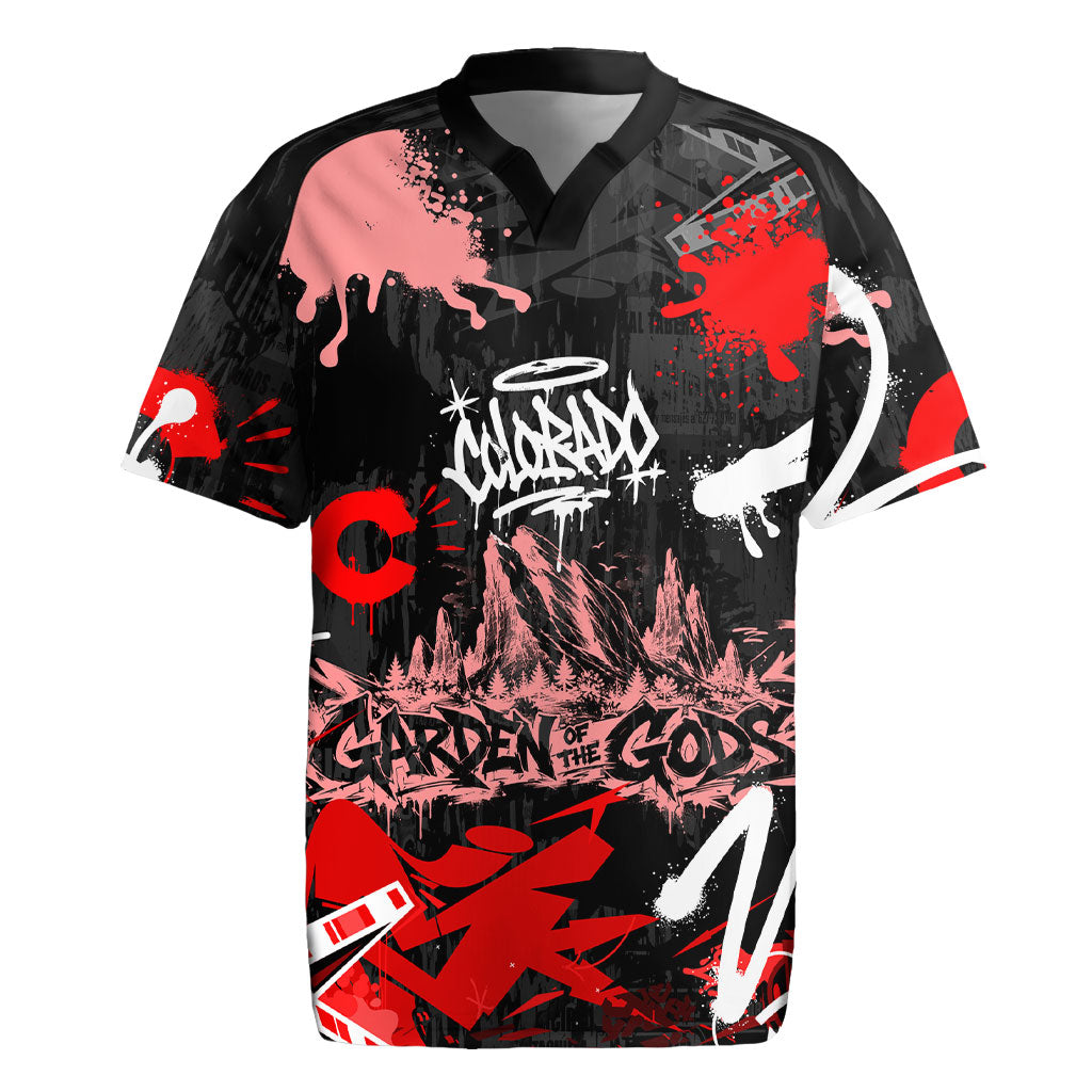 Personalized Colorado Garden Of The Gods Rugby Jersey Urban Graffiti Paint Splatter Street Art