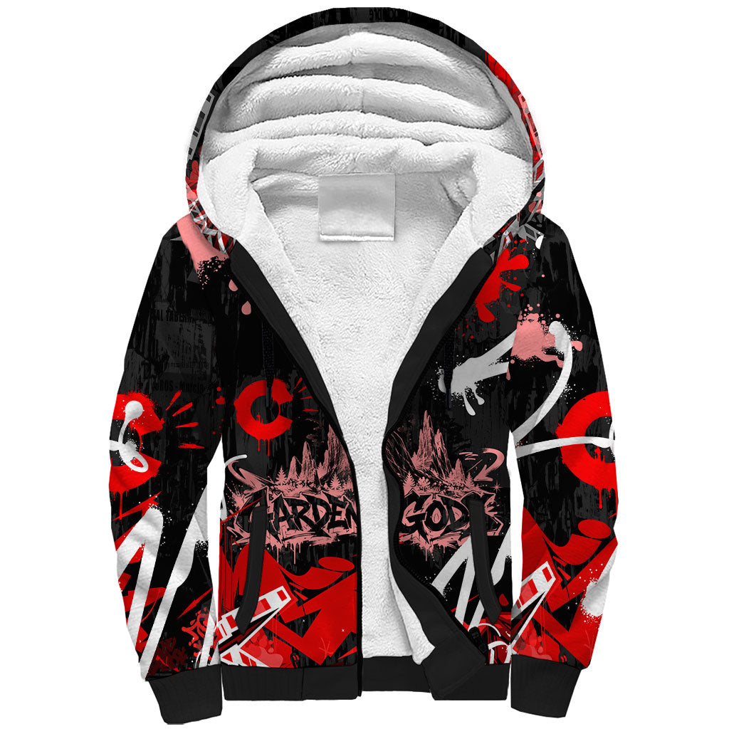 Personalized Colorado Garden Of The Gods Sherpa Hoodie Urban Graffiti Paint Splatter Street Art
