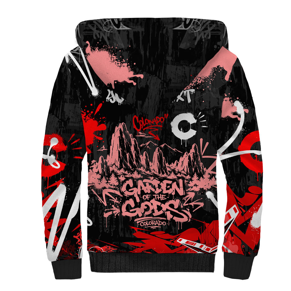 Personalized Colorado Garden Of The Gods Sherpa Hoodie Urban Graffiti Paint Splatter Street Art