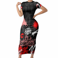 Personalized Colorado Garden Of The Gods Short Sleeve Bodycon Dress Urban Graffiti Paint Splatter Street Art