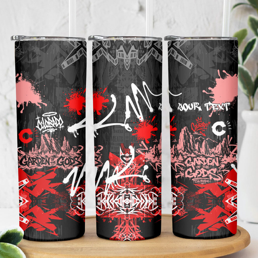 Personalized Colorado Garden Of The Gods Skinny Tumbler Urban Graffiti Paint Splatter Street Art