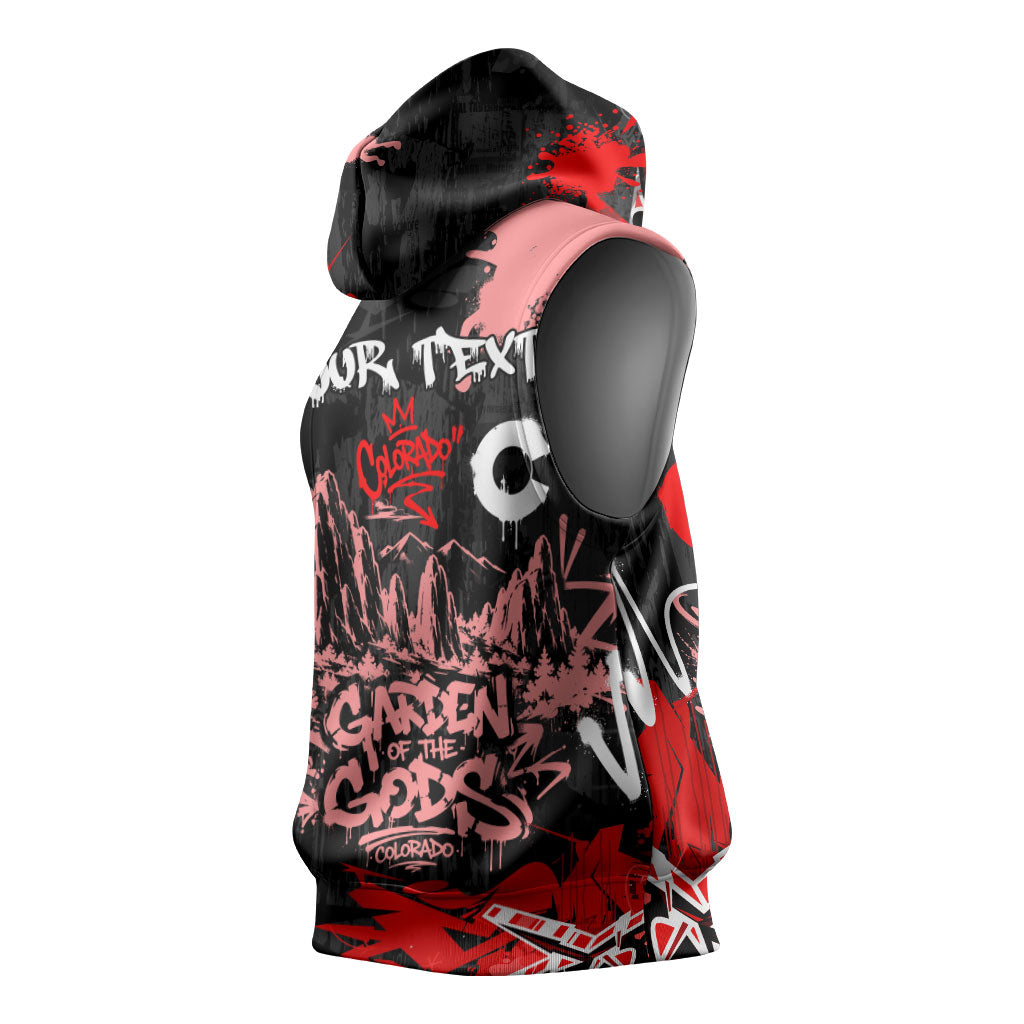 Personalized Colorado Garden Of The Gods Sleeveless Hoodie Urban Graffiti Paint Splatter Street Art