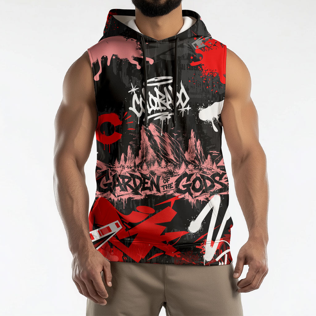 Personalized Colorado Garden Of The Gods Sleeveless Hoodie Urban Graffiti Paint Splatter Street Art