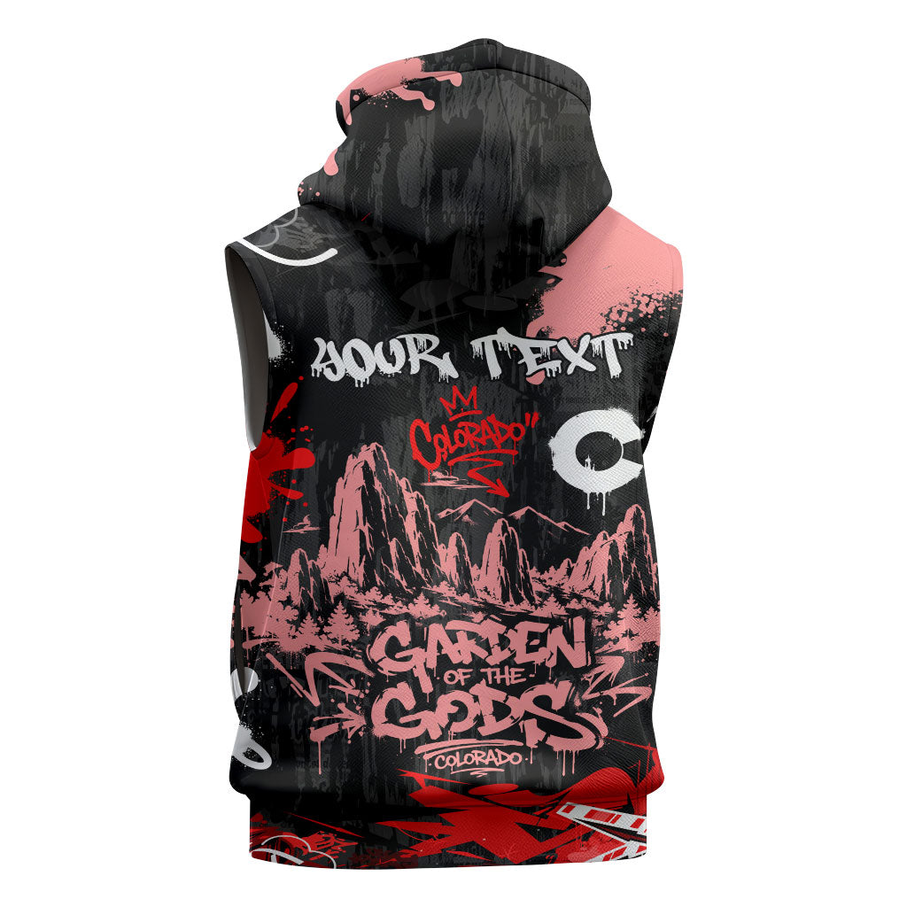 Personalized Colorado Garden Of The Gods Sleeveless Zip Hoodie Urban Graffiti Paint Splatter Street Art