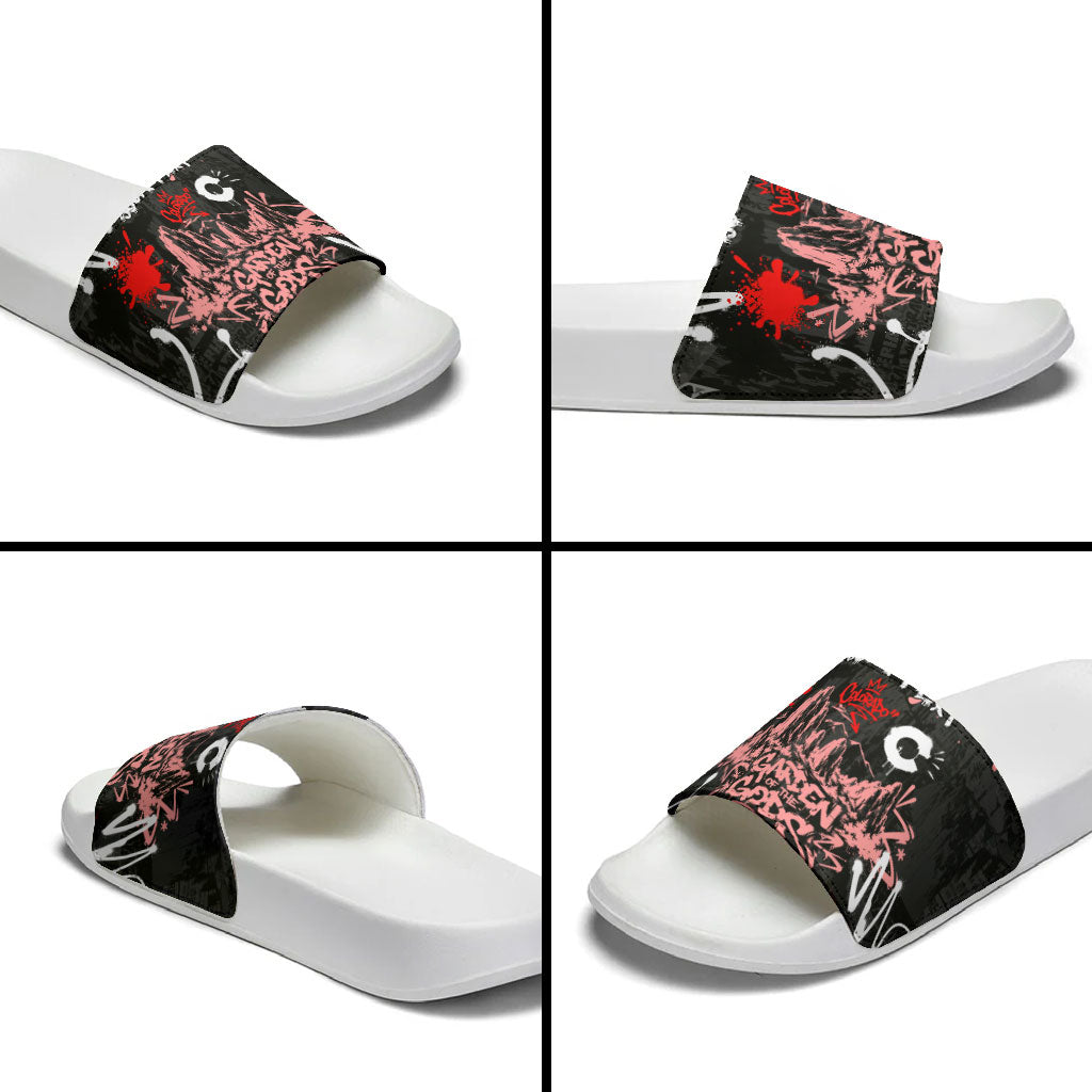 Personalized Colorado Garden Of The Gods Slide Sandals Urban Graffiti Paint Splatter Street Art