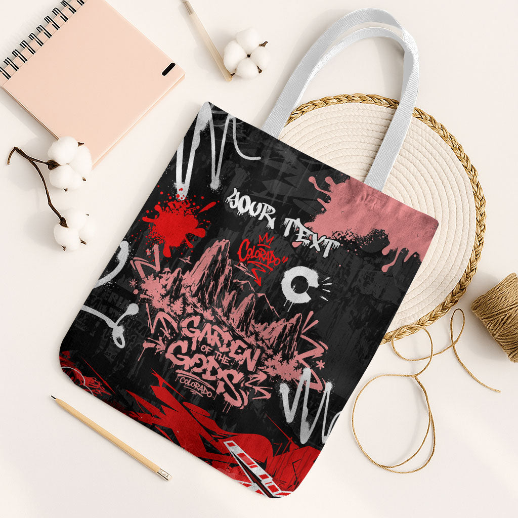 Personalized Colorado Garden Of The Gods Tote Bag Urban Graffiti Paint Splatter Street Art