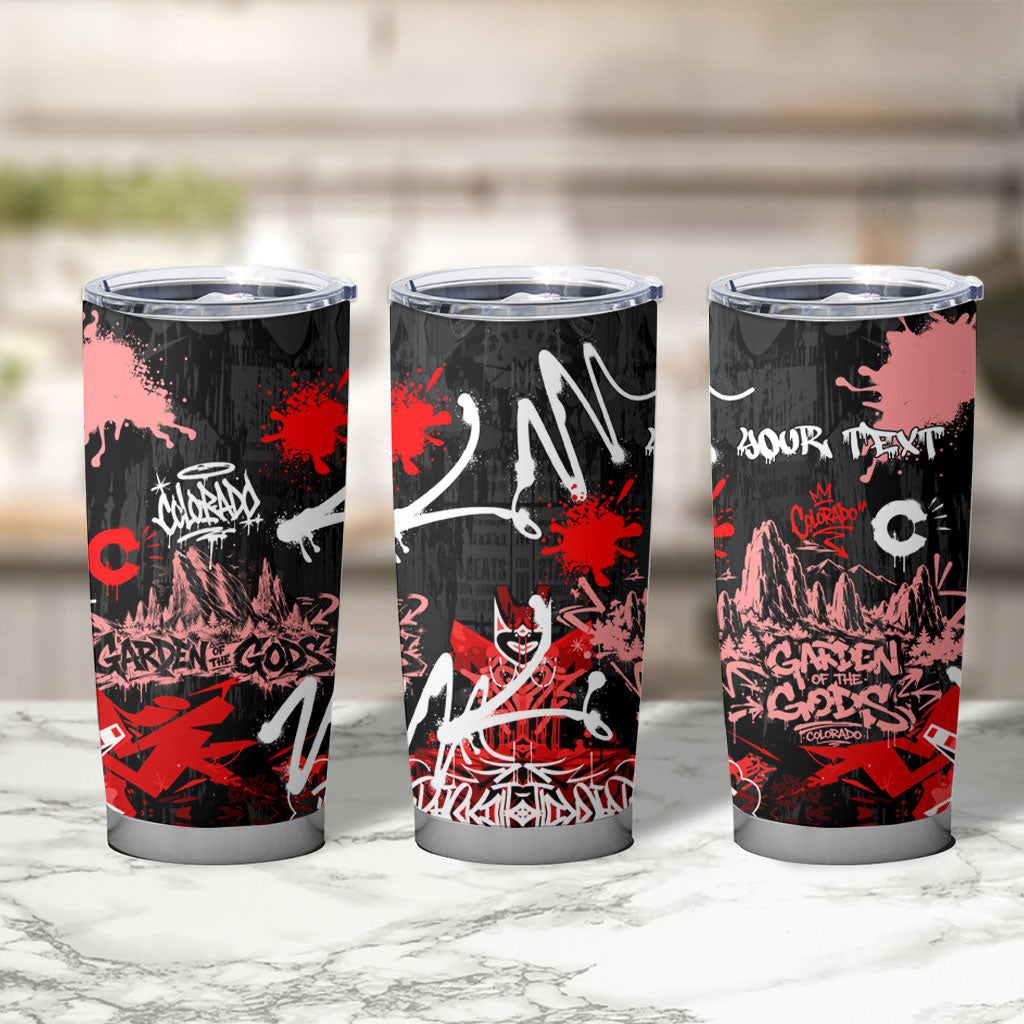 Personalized Colorado Garden Of The Gods Tumbler Cup Urban Graffiti Paint Splatter Street Art