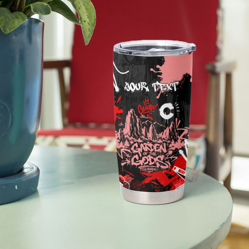 Personalized Colorado Garden Of The Gods Tumbler Cup Urban Graffiti Paint Splatter Street Art