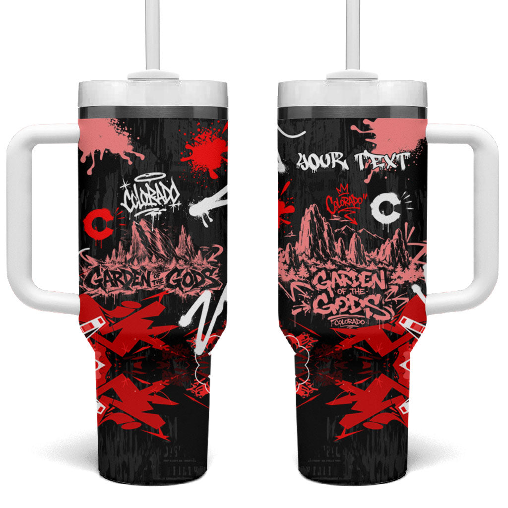 Personalized Colorado Garden Of The Gods Tumbler With Handle Urban Graffiti Paint Splatter Street Art