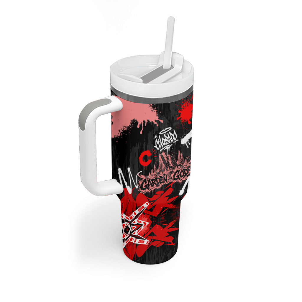 Personalized Colorado Garden Of The Gods Tumbler With Handle Urban Graffiti Paint Splatter Street Art