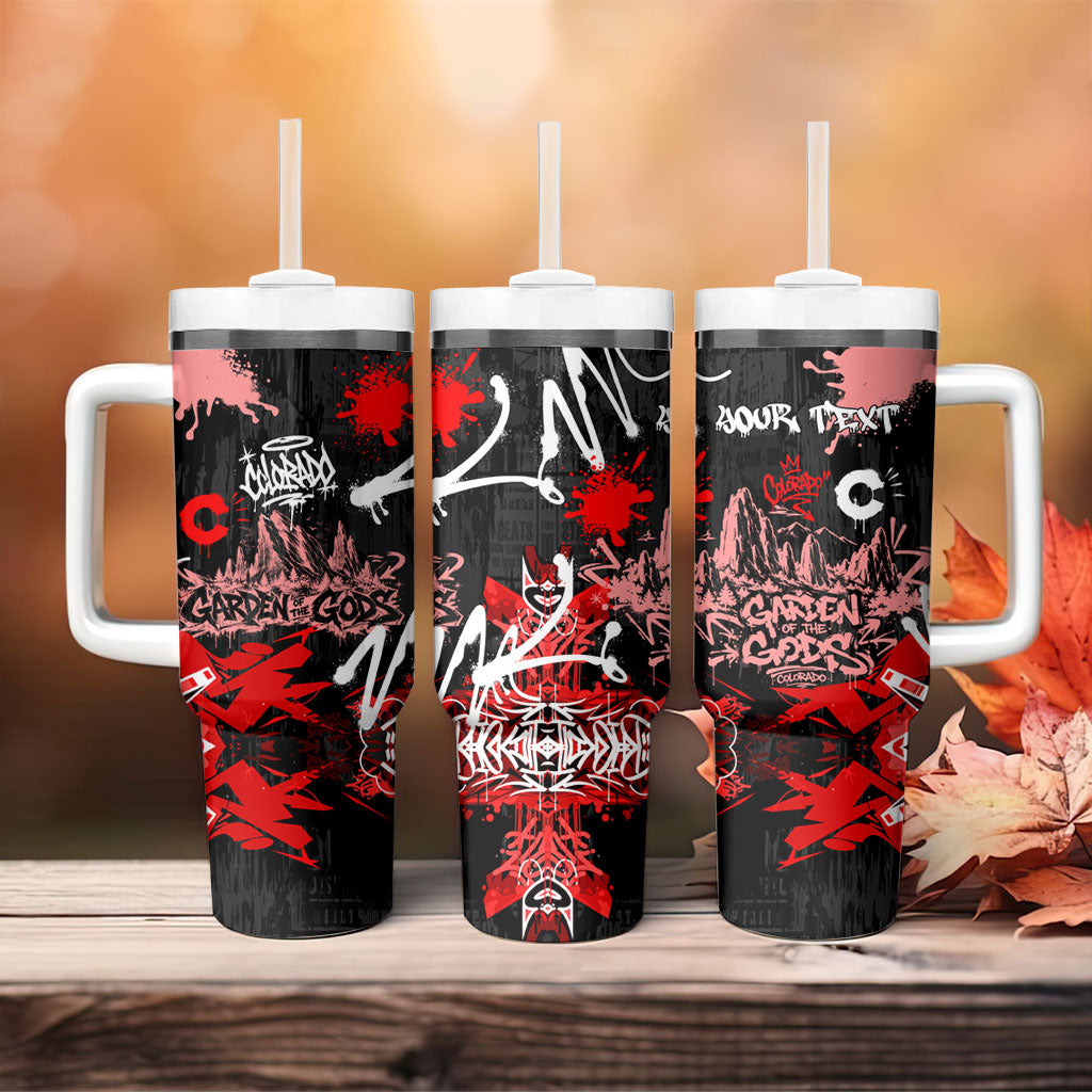 Personalized Colorado Garden Of The Gods Tumbler With Handle Urban Graffiti Paint Splatter Street Art