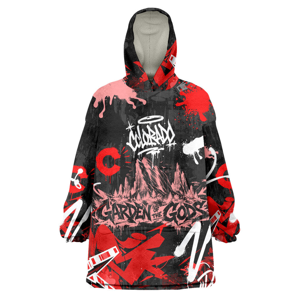 Personalized Colorado Garden Of The Gods Wearable Blanket Hoodie Urban Graffiti Paint Splatter Street Art
