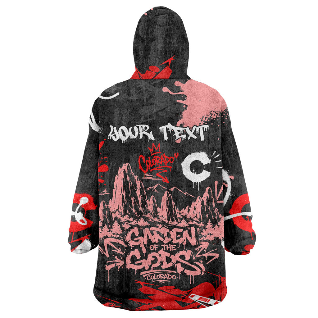 Personalized Colorado Garden Of The Gods Wearable Blanket Hoodie Urban Graffiti Paint Splatter Street Art