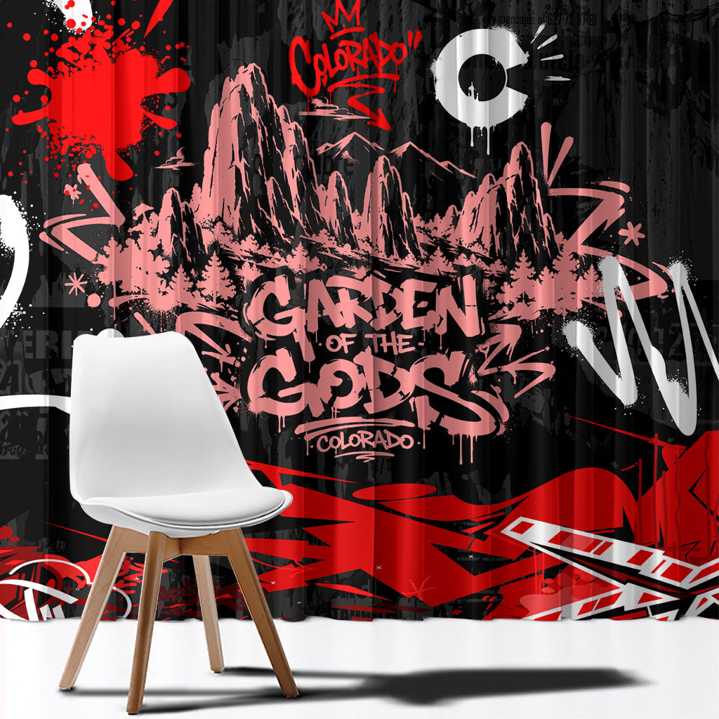 Personalized Colorado Garden Of The Gods Window Curtain Urban Graffiti Paint Splatter Street Art