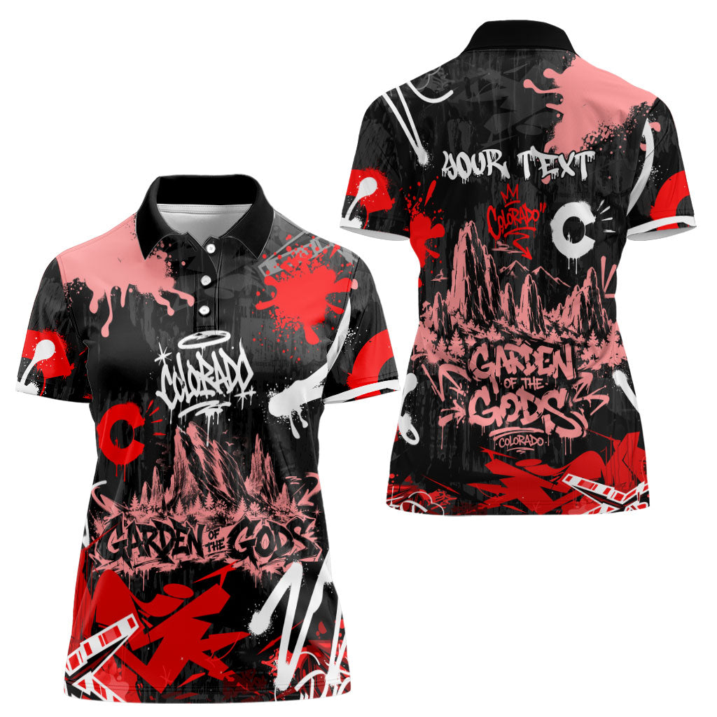 Personalized Colorado Garden Of The Gods Women Polo Shirt Urban Graffiti Paint Splatter Street Art