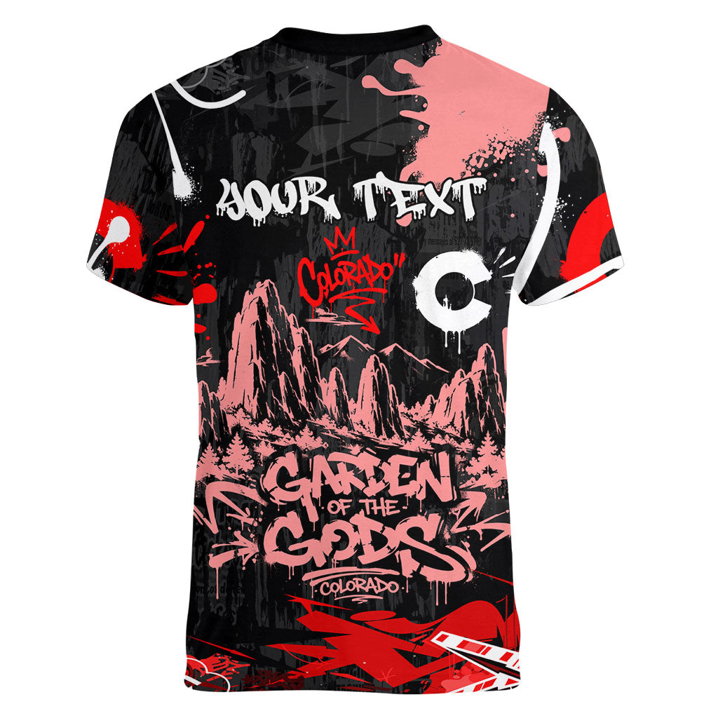 Personalized Colorado Garden Of The Gods Women V-Neck T-Shirt Urban Graffiti Paint Splatter Street Art