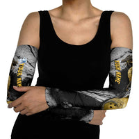 Golden Dragon and Bowling Ball Design Arm Sleeves with Marble Stone Texture and Custom Team Name Text - Wonder Print Shop