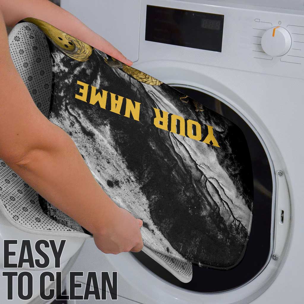 Golden Dragon and Bowling Ball Design Bathroom Set with Marble Stone Texture and Custom Team Name Text - Wonder Print Shop