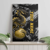 Golden Dragon and Bowling Ball Design Canvas Wall Art with Marble Stone Texture and Custom Team Name Text - Wonder Print Shop