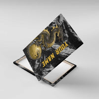 Golden Dragon and Bowling Ball Design Canvas Wall Art with Marble Stone Texture and Custom Team Name Text - Wonder Print Shop