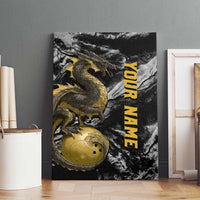 Golden Dragon and Bowling Ball Design Canvas Wall Art with Marble Stone Texture and Custom Team Name Text - Wonder Print Shop