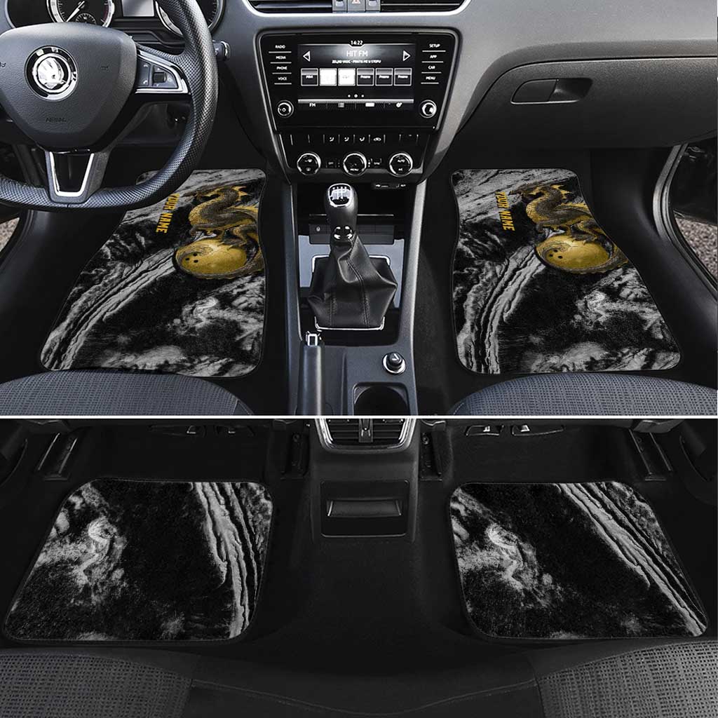 Golden Dragon and Bowling Ball Design Car Mats with Marble Stone Texture and Custom Team Name Text - Wonder Print Shop